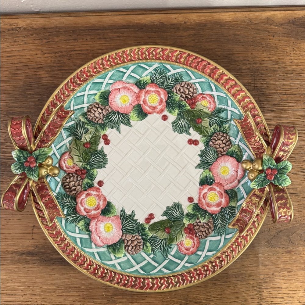 Fitz and Floyd Festive Floral Wreath Platter